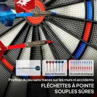 SPORTNOW Cible de Fléchettes Électronique Jeu de Fléchettes Électronique lumineuse écran LED surdimensionné rechargeable noir(m-8)