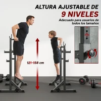 SPORTNOW Soporte para Barras de Pesas con Ancho y Altura Ajustable Rack Musculación con Marco de Acero Carga 150 kg Negro(m-5)