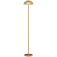 HOMCOM Lampadaire sur pied de salon, lampe salon LED avec lumière chaude 3000 K et interrupteur à pied, Ø25x134cm, ton laiton