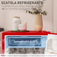 HOMCOM Frigorifero Piccolo 91L MonoPorta Reversibile con Congelatore e Temperatura Regolabile, Rosso(m-5)