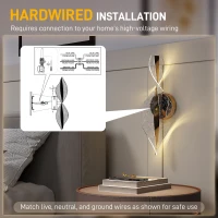HOMCOM Led Wall Lamp 2 Pack, 13W Modern Indoor Spiral Wall Light, Colour Temperature Adjustable 3000K/4000K/6500K, for Bedroom, Living Room, Hallway, Stairs, Gold Tone(m-6)