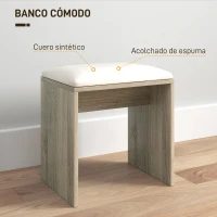 HOMCOM Tocador de Maquillaje con Taburete Espejo Estantes Abiertos Cajón y Estante Ajustable Anti-vuelco Natural y Beige(m-7)