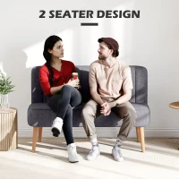 HOMCOM 2-zits bank, zachte vulling, onderhoudsvriendelijke bekleding, tot 220 kg, 117 x 56,5 x 77 cm, Donkergrijs(m-6)