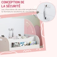 AIYAPLAY Coffre à jouet enfant, coffre de rangement enfant, couvercle rabattable et compartiment ouvert, 60x40x43cm, blanc(m-6)