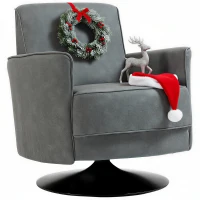 HOMCOM Upholstered Swivel Accent Chair with Thick Padding, Grey(m-10)