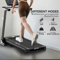HOMCOM Motorised Folding Treadmill with 500W & LED Screen for Home, Black(m-4)