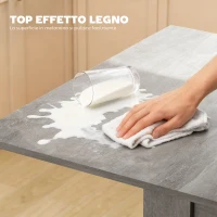 HOMCOM Tavolo da Pranzo Allungabile per 4-6 Persone in Legno e Acciaio, 140x80x77.5 cm, Grigio e color Legno(m-6)