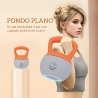 SPORTNOW Pesa Rusa 12 kg Kettlebell Relleno de Arena Metálica Mango Antideslizante para Casa 21x21x30 cm Naranja y Gris(m-6)