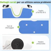 HOMCOM Sgabello da Doccia Regolabile in Altezza con Maniglione, Seduta Imbottita a U e Piedini Antiscivolo, Blu(m-5)