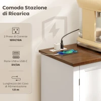 HOMCOM Credenza da Cucina Stile Vintage con 4 Cassetti e 2 Armadietti con Mensole Regolabili, 147x40x87, Legno Bianco(m-4)