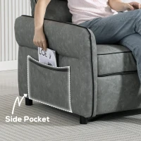 HOMCOM Accent Chair, Faux Leather Armchair - Grey(m-7)