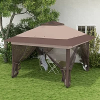 Outsunny Tonnelle barnum de jardin pop-up pliant acier polyester moustiquaires + sac de transport à roulettes kaki marron(m-10)