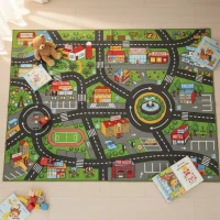 AIYAPLAY Baby Play Mat, 200x150x0.5 cm, Non-Slip Crawling Mat with Non-Slip Backing, City Motif for Kids' Room(m-2)