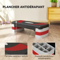 Stepper Fitness Aerobic - Aosom.fr x FFHandball - hauteur reglable surface antiderapante 80 x 31 x 20 cm noir gris clair(m-5)