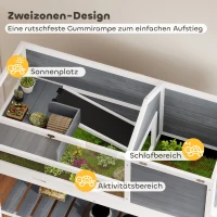 PawHut Schildkrötenhaus mit Lampenhalter, Ablage, Gehege für verschiedene Kleintiere, Holz, Grau(m-4)