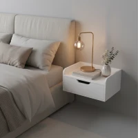 HOMCOM 2er-Set Wand-Nachttische, hängende Nachttische, Schublade, Ablage, Holzoptik, Maße 40L x 30l x 19,5H cm(m-4)