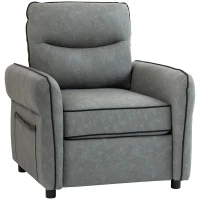 HOMCOM Accent Chair, Faux Leather Armchair - Grey(m-1)