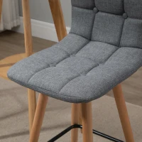 HOMCOM Juego de 2 Taburetes Altos de Cocina con Respaldo Reposapiés Patas de Madera Estilo Moderno Gris(m-9)