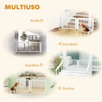 PawHut Cancellino per Cani Taglia Media e Piccola Estensibile Autoportante in Legno, 102-183x57x70 cm, Bianco(m-6)