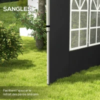 Outsunny Lot de 2 parois latérales pour tonnelle de 3 x 3 m panneau pour pavillon avec fenêtre 295 x 195 cm noir(m-5)
