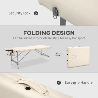 HOMCOM Massageliege klappbar, inkl. Gesichtsöffnung, Armlehnen, Handablagen, Massageliege mobil, 186 cm x 71 cm x 83 cm(m-6)