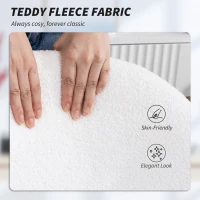 HOMCOM Teddy Fleece Office Chair with Wheels - Cream White(m-7)