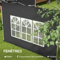 Outsunny Lot de 2 parois latérales pour tonnelle de 3 x 3 m panneau pour pavillon avec fenêtre 295 x 195 cm noir(m-6)