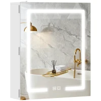 HOMCOM Armário espelhado para banheiro com iluminação, prateleira ajustável, porta, 3 temperaturas de cor, anti-embaçamento 50 x 15 x 60 cm branco(m-6)