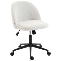 HOMCOM Teddy Fleece Office Chair with Wheels - Cream White(m-1)