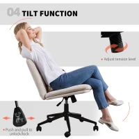 HOMCOM Criss Cross Chair with Wheels, No Arms - Beige(m-7)