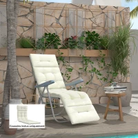 Outsunny Coussin matelas pour chaise longue transat bain de soleil avec sangles d'attache dim. 200L x 60l cm blanc crème(m-10)