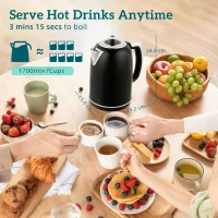 HOMCOM Polished Retro 40-100°C Kettle and Toaster Set - Black(m-3)