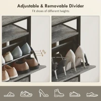 HOMCOM Shoe Storage Cabinet with 4 Flip Drawers and Open Shelf - Cement Grey(m-6)