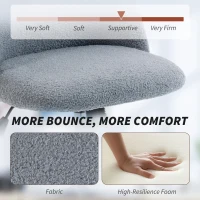 HOMCOM Teddy Fleece Office Chair with Wheels - Grey(m-4)