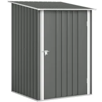 Outsunny Gartenhaus Geräteschuppen aus verzinktem Stahl mit Tür, 100x104x160 cm, Hellgrau(m-1)