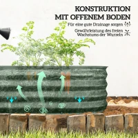 Outsunny Hoogbed plantenbak, modulair hoogbed, beschermde randen, ontwerp zonder bodem, 150 x 62 x 30 cm, groen(m-5)