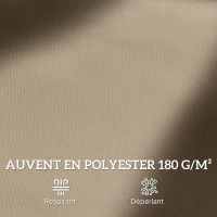 Outsunny Parasol de jardin double rectangulaire 4,6L x 2,7l x 2,4H m avec ouverture fermeture manivelle, toile 180 g/m², kaki(m-7)