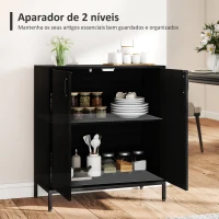 HOMCOM Aparador para Sala de Estar Moderno com Prateleira Ajustável e Base Elevada 80x40x90 cm Preto(m-4)