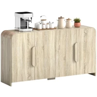 HOMCOM Credência de Cozinha com 2 Armários, Portas Soft-Close e Prateleiras Ajustáveis, 157x39x82 cm, Madeira Natural(m-6)