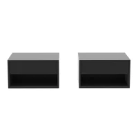 HOMCOM Set of 2 wall-mounted bedside tables, nightstands, drawer, open compartment, top, 37 x 32 x 21 cm, black(m-4)