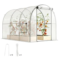 Outsunny Estufa Tipo Túnel  3x2x2 m com Porta Enrolável 2 Janelas  Anti-UV para Cultivos Plantas Flores Transparente(m-10)