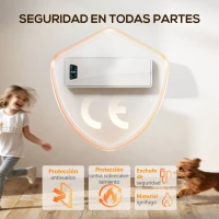 HOMCOM Calefactor Eléctrico de Pared 2000W con 3 Modos Pantalla LED Termostato Temporizador y Oscilación Blanco(m-9)