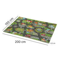 AIYAPLAY Covoraș de joacă pentru bebeluși, covor 200x150x0,5 cm, antiderapant cu bază antiderapantă, motiv oraș pentru camera copiilor(m-3)