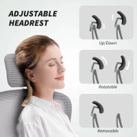 HOMCOM Mesh Back Office Chair, with Lumbar Support - Grey(m-5)