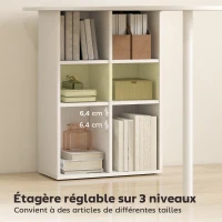 HOMCOM Bureau irrégulier table d'ordinateur 100 x 59 cm avec 6 compartiments, 4 étagères réglables et cadre en acier, blanc(m-6)