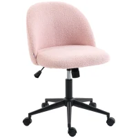 HOMCOM Teddy Fleece Office Chair with Wheels - Light Pink(m-10)