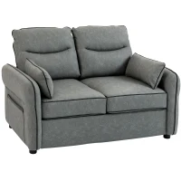 HOMCOM 2 Seater Sofa, Faux Leather Loveseat - Grey(m-11)