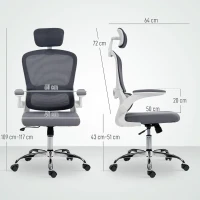 HOMCOM Mesh Back Office Chair, with Lumbar Support - Charcoal Grey(m-3)