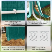 Outsunny Carpa de Jardín Exterior 2,4x2x2 m Cobertizo Exterior con 2 Puertas con Cremallera Impermeable Anti-UV Carpa Verde(m-6)