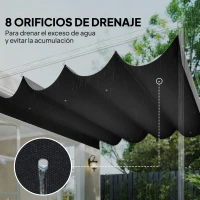 Outsunny Techo de Repuesto Retráctil 4x3,5 m para Marco de 4x3 m Toldo de Tela Solo para Cenador Jardín con 8 Orificios Gris(m-6)